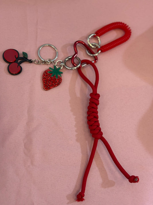 Handbag Key Holder / Red Strawberry