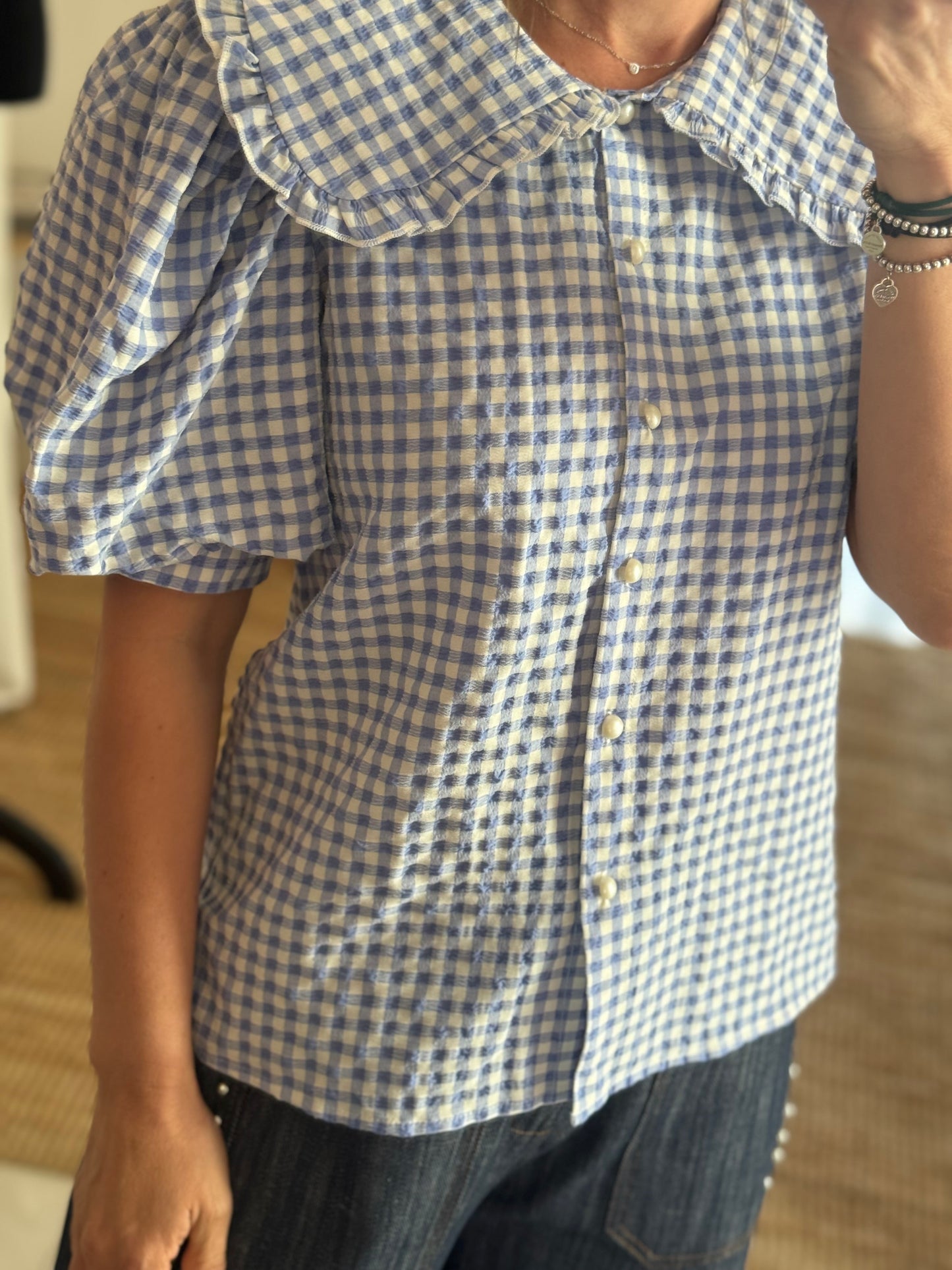 Checker Collar Top