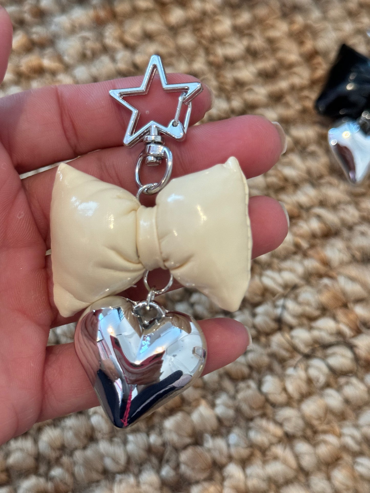 Handbag Key Holder / Ribbon & Heart