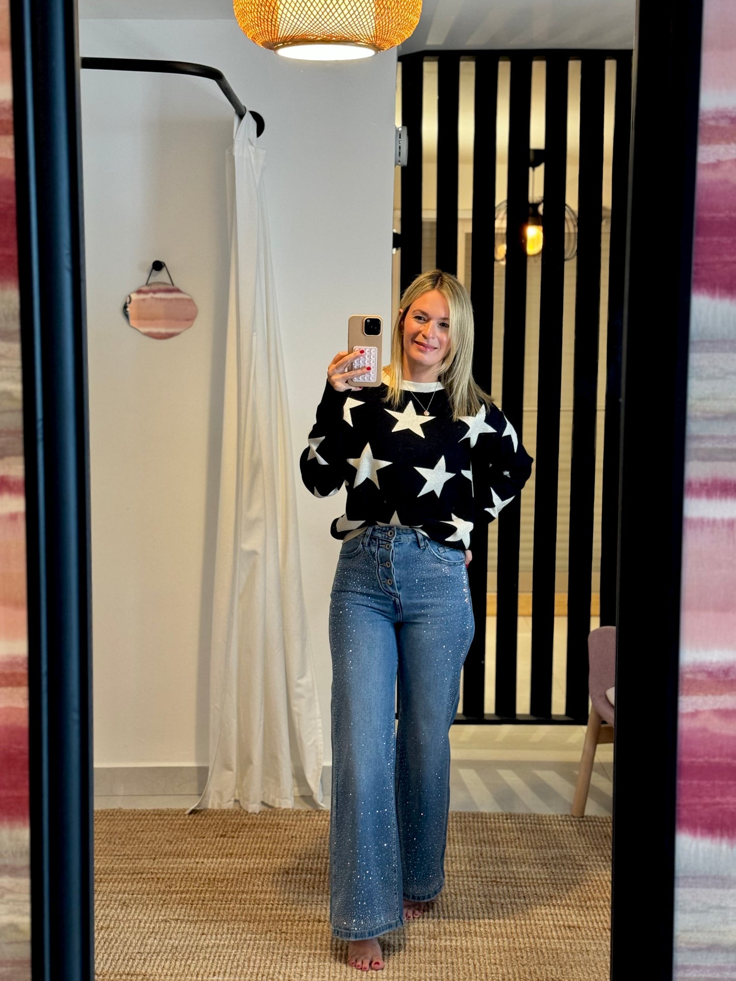 Wide Leg Rhinestones Jean