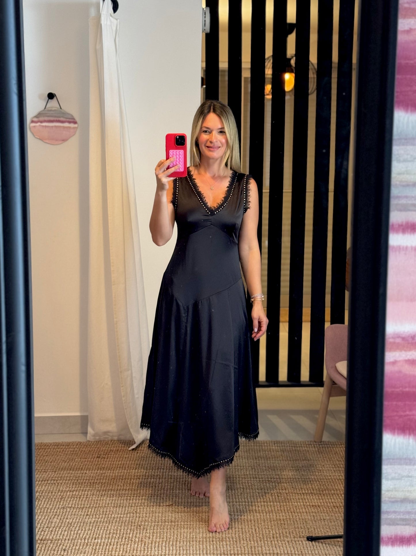 Asymmetrical Satin Midi Dress