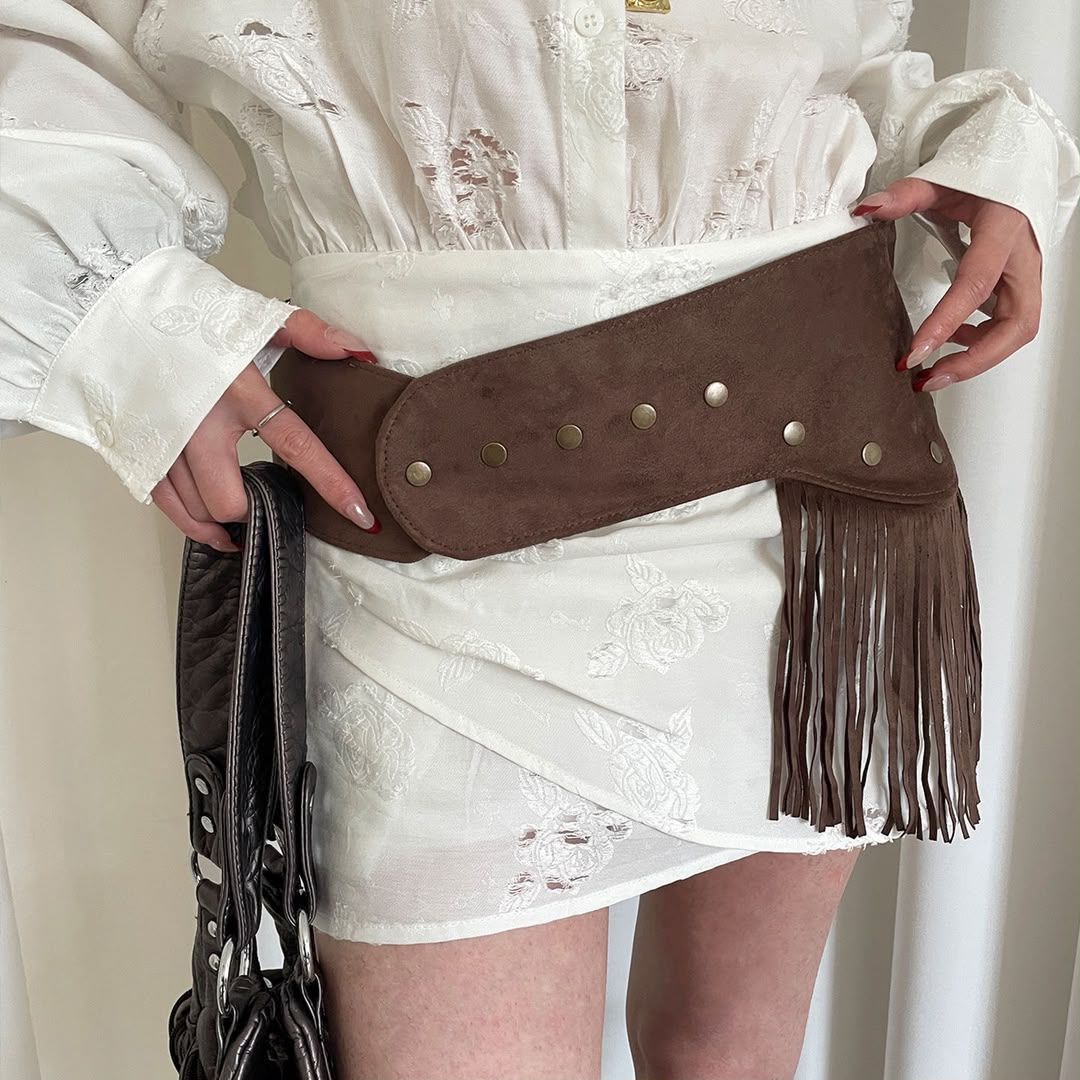 Suede Style Fringe Belt