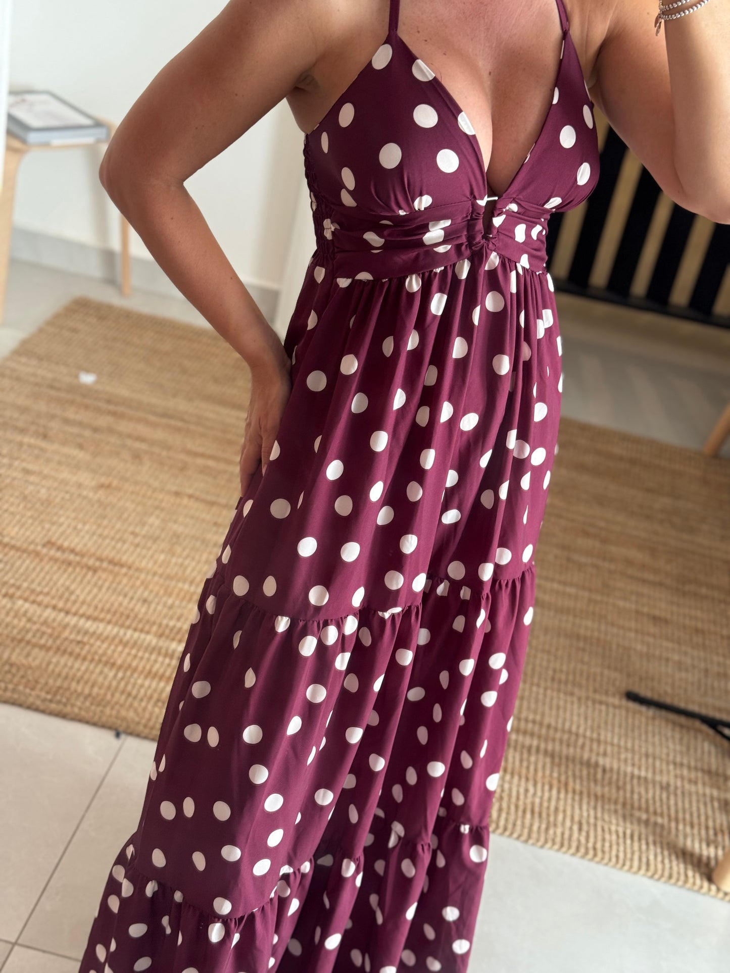 Wine Polka Dot Dress