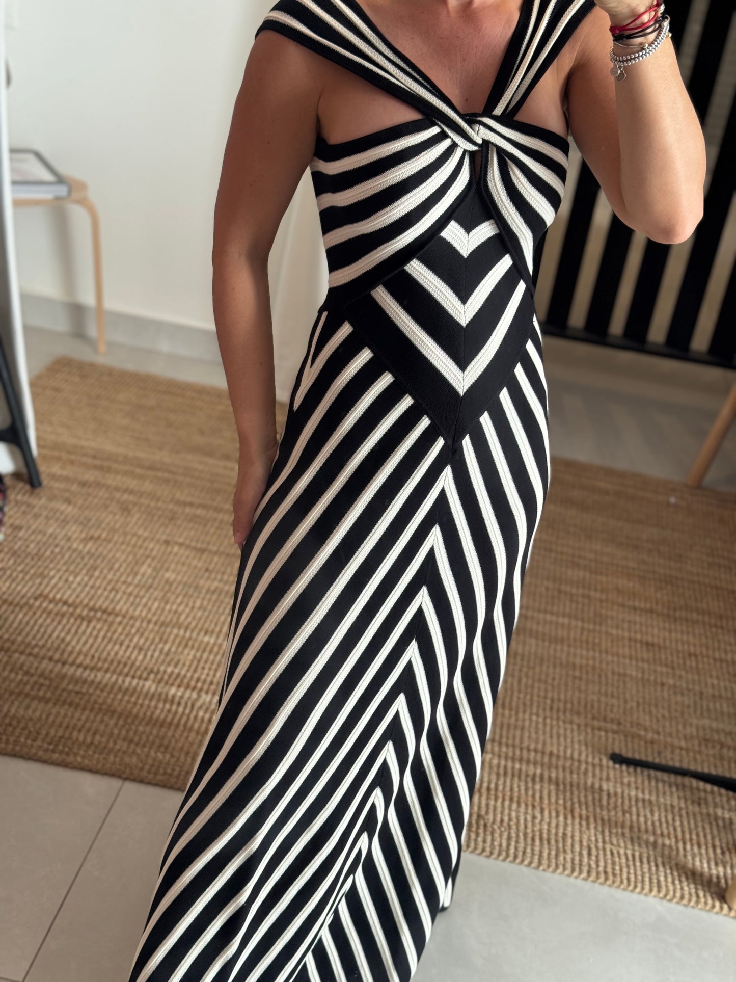 Striped Knit Midi Dress
