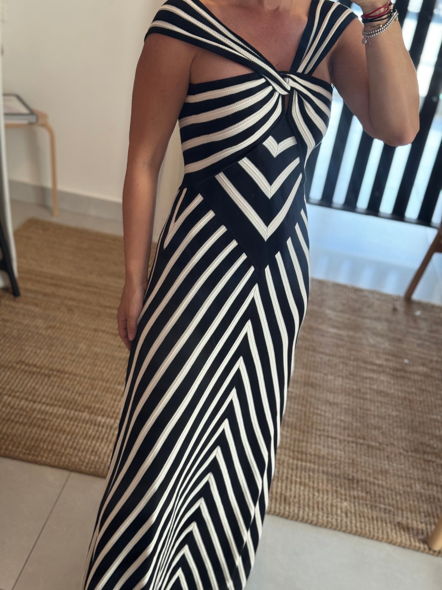 Striped Knit Midi Dress
