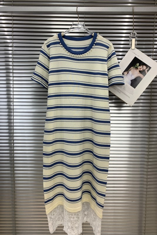 Stripes & Lace Tshirt Dress
