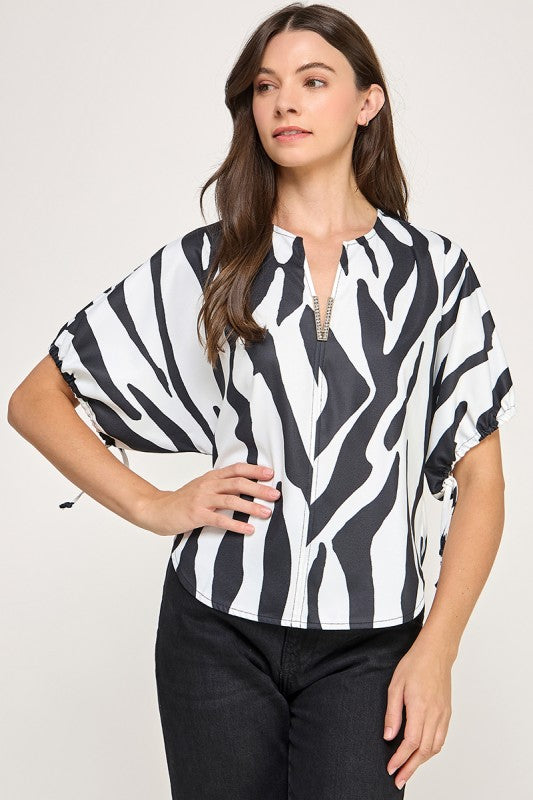 V Neck Zebra Top