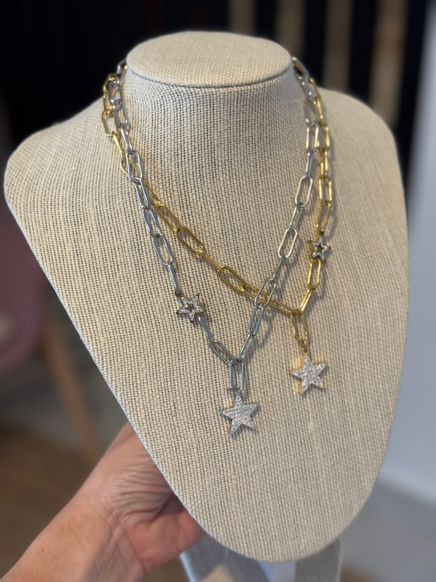 Rhinestones Star Necklace