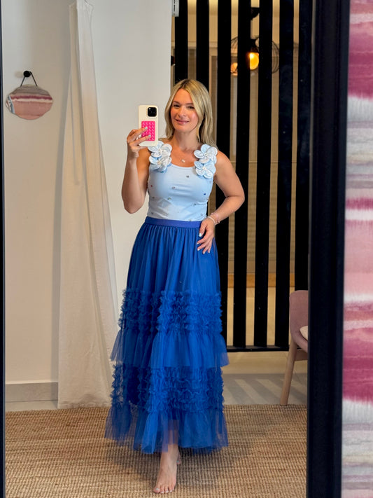 Flower & Rhinestones Top to