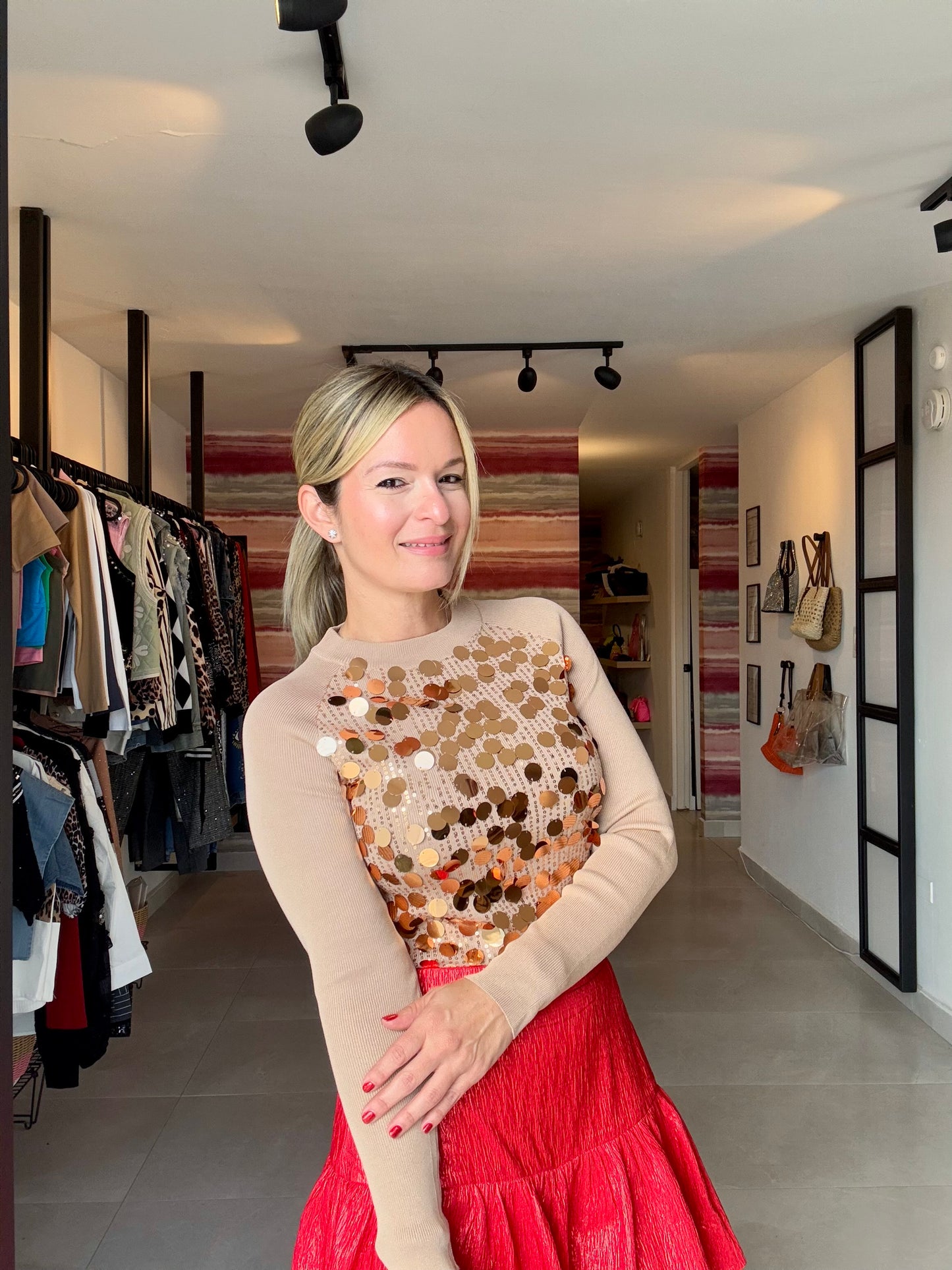 Sequins Long Sleeve Top