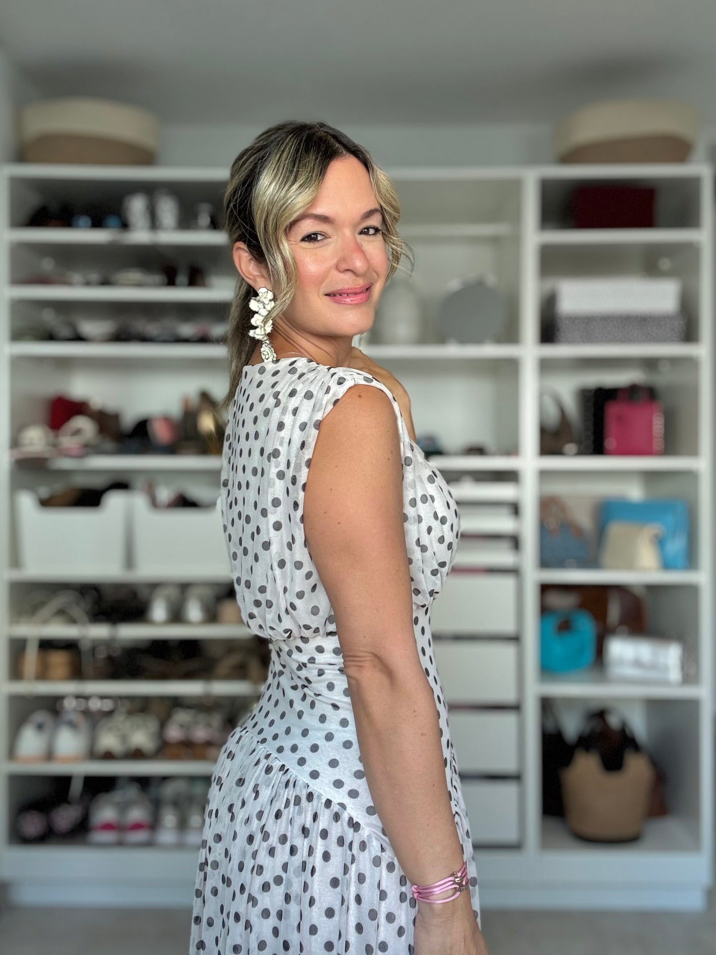 Beige Polka Dot Dress