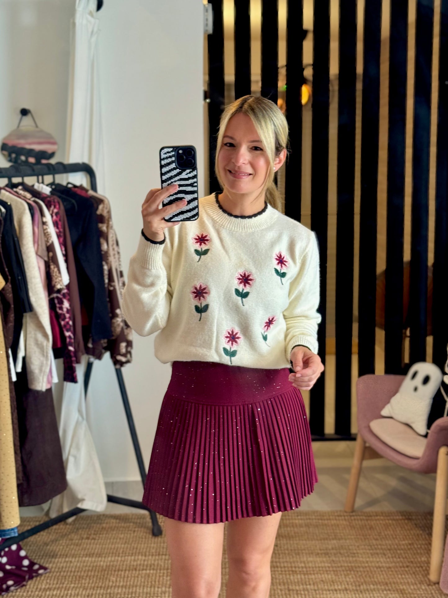 Embroidery Flower Sweater