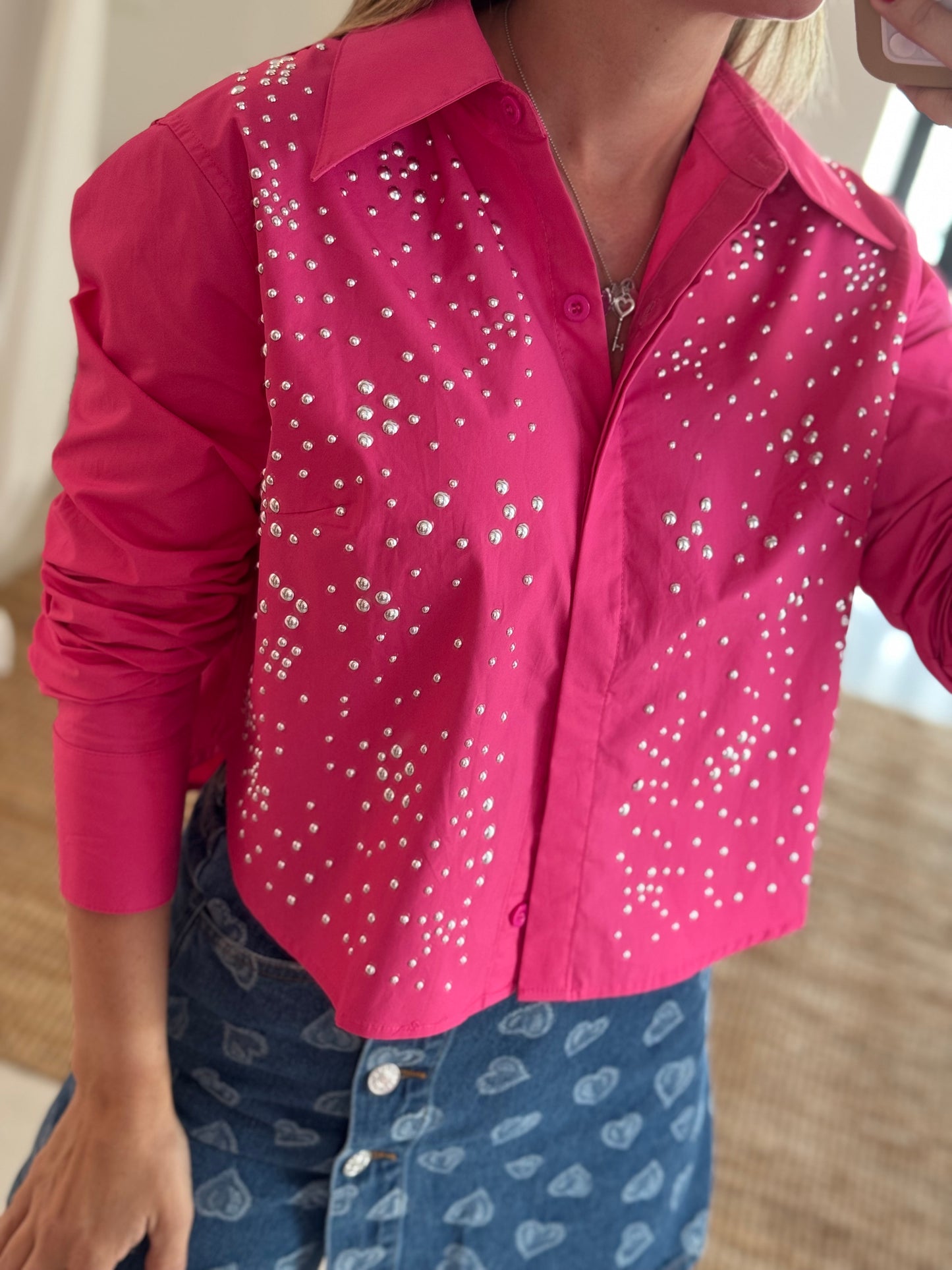 Studded Button Down Top