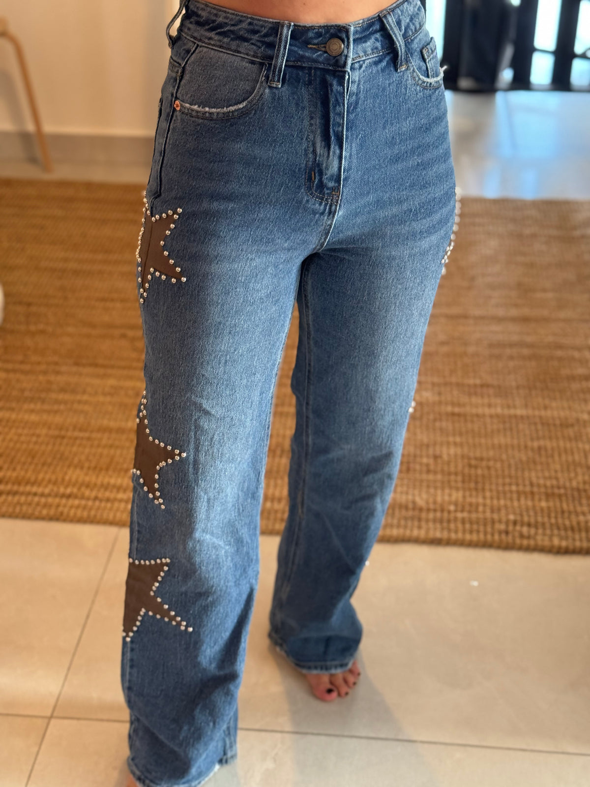 Brown Studded Star Jean
