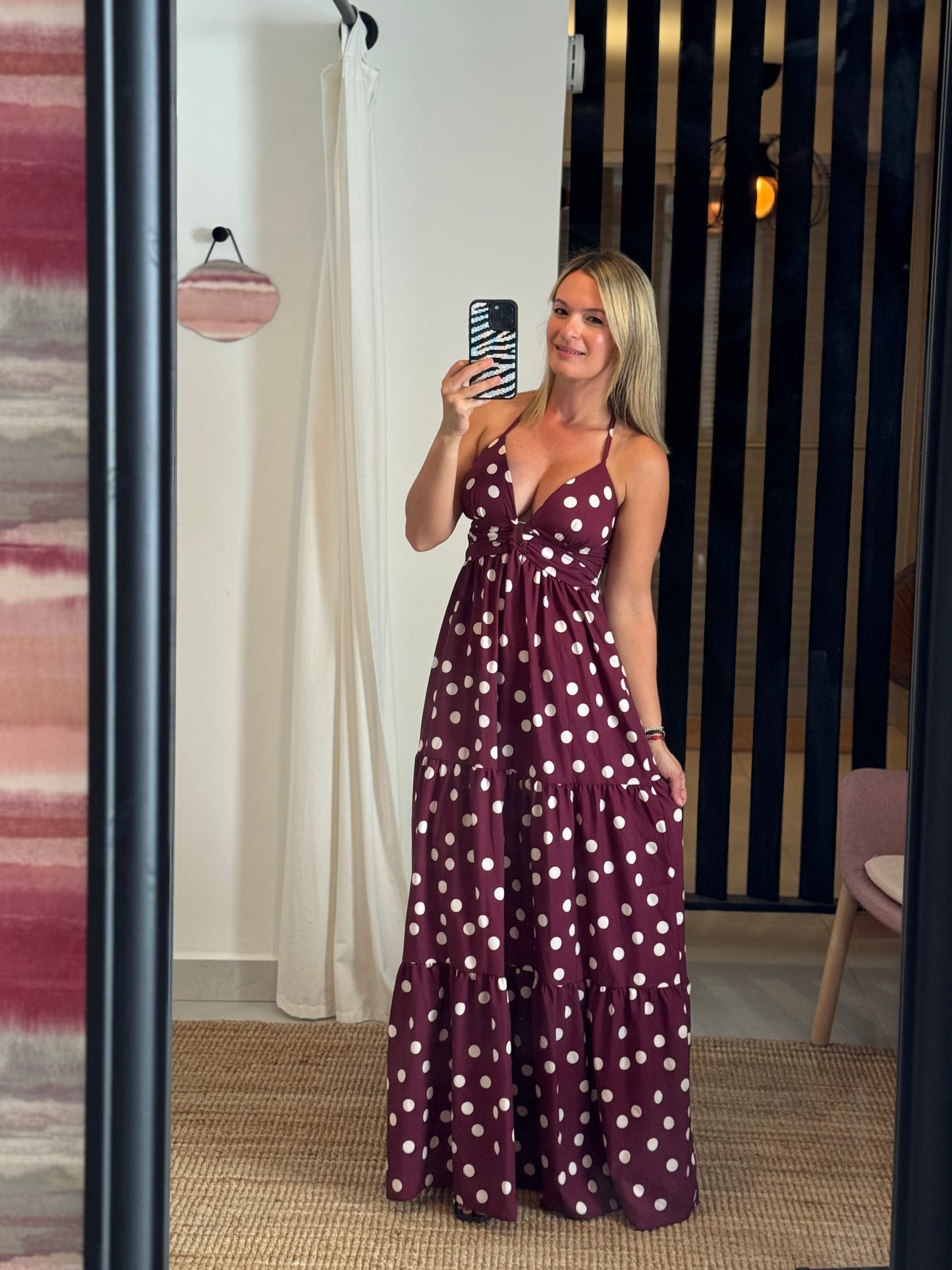 Wine Polka Dot Dress