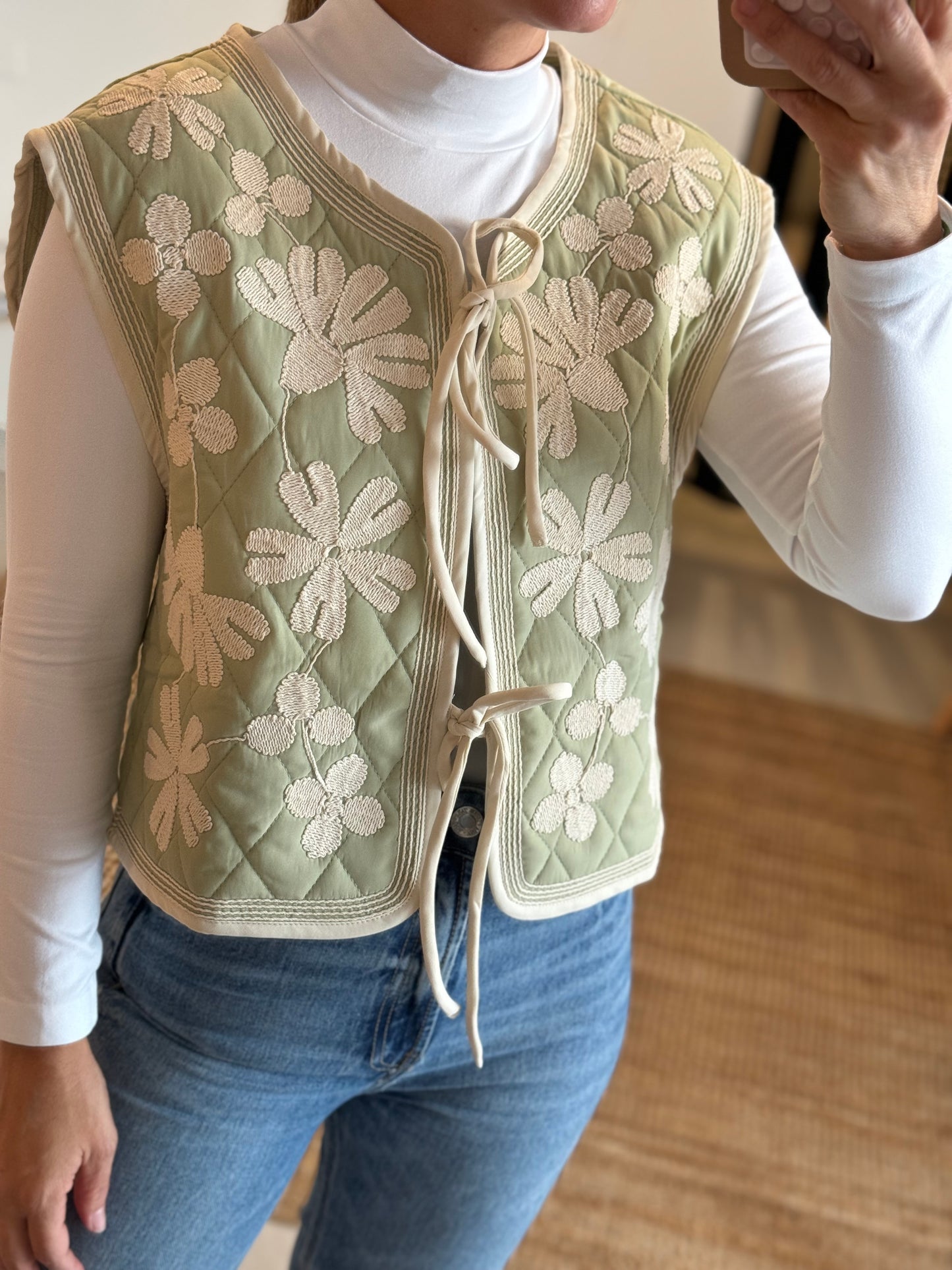 Embroidery Quilted Vest
