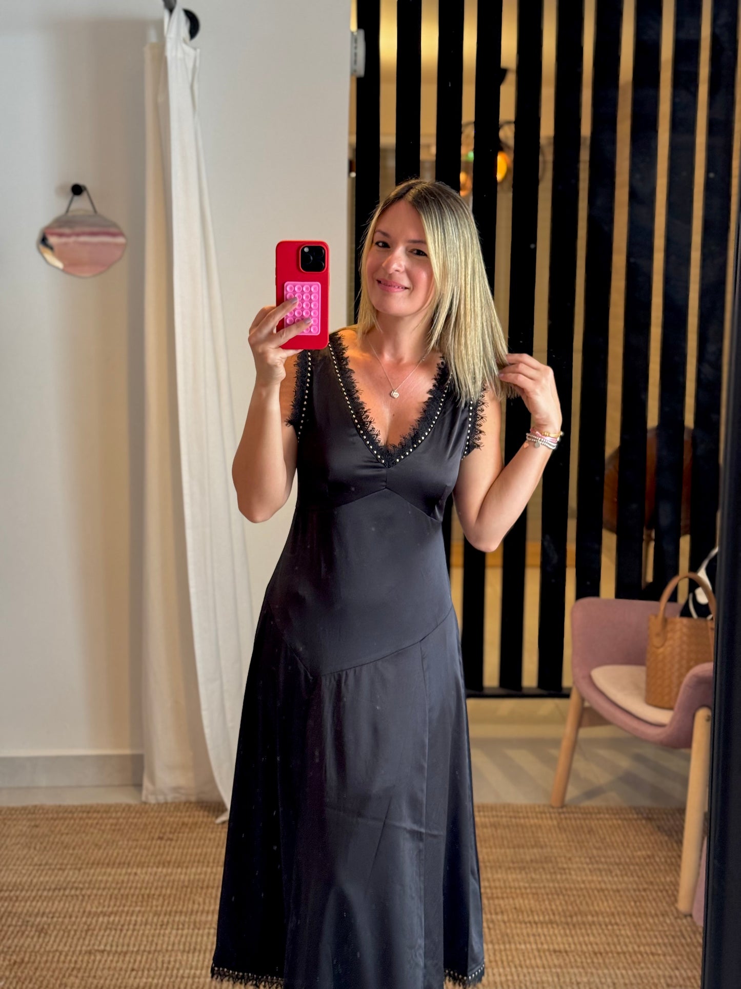 Asymmetrical Satin Midi Dress