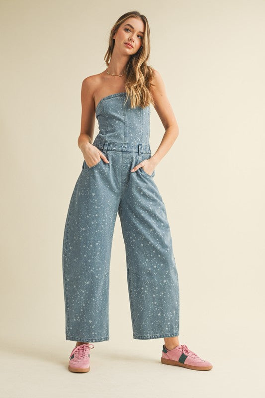 Barrel Style Denim Jumpsuit