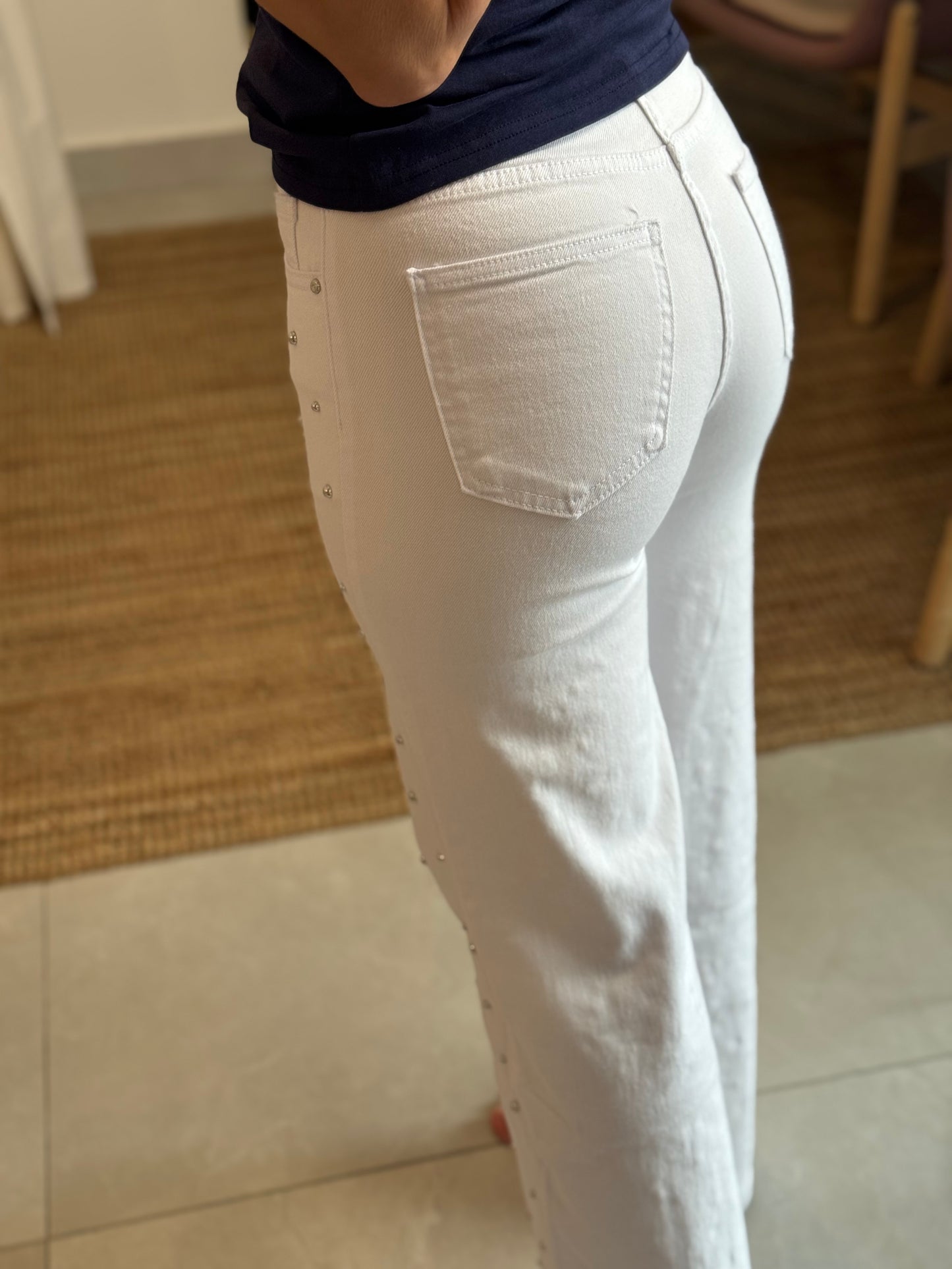 Studded White Jean
