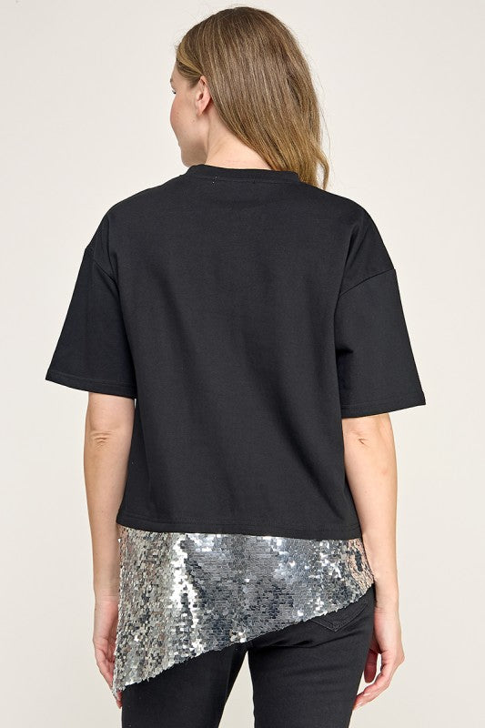Sequins Asymmetrical Top