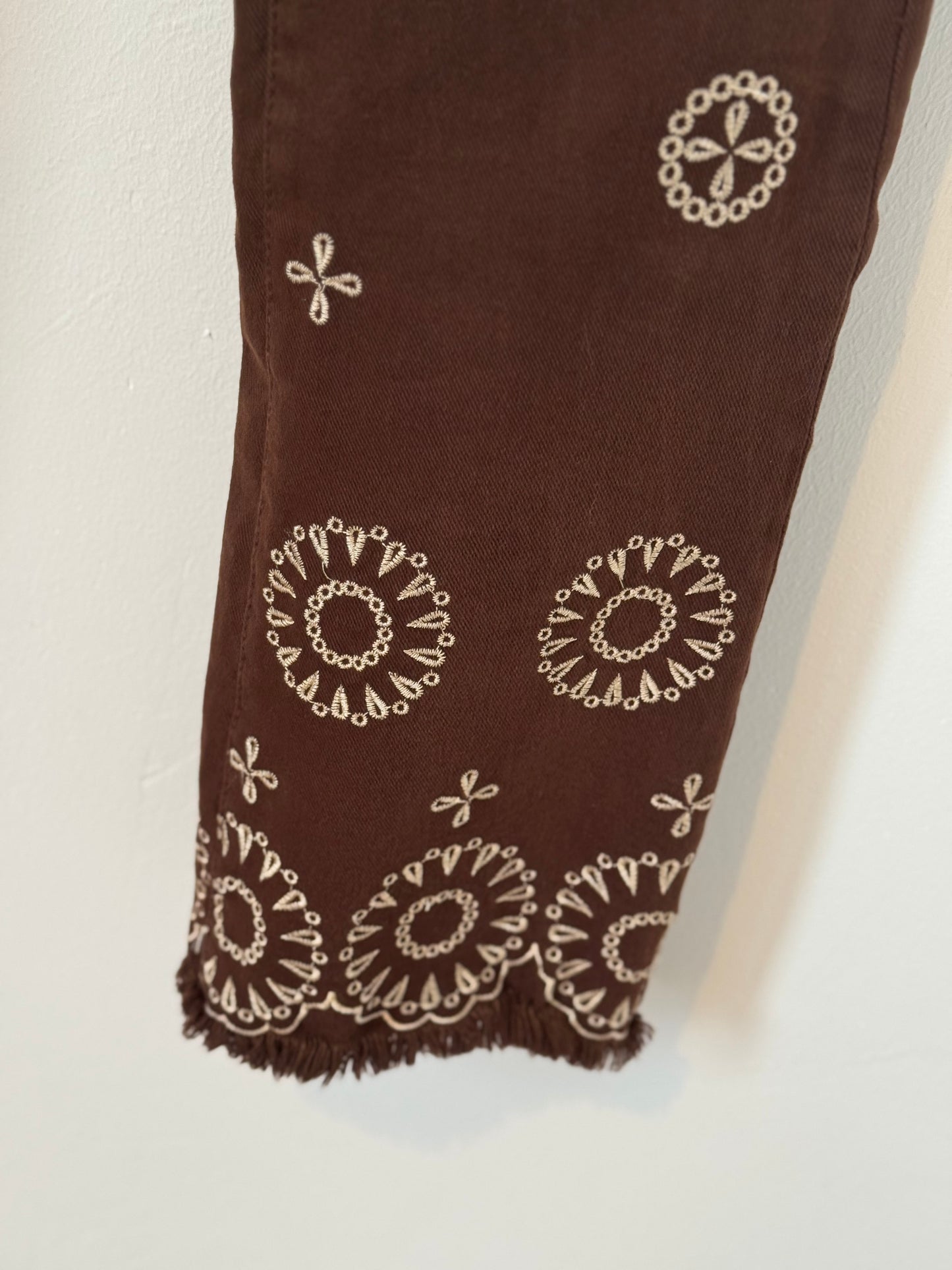 Embroidered Chocolate Jean