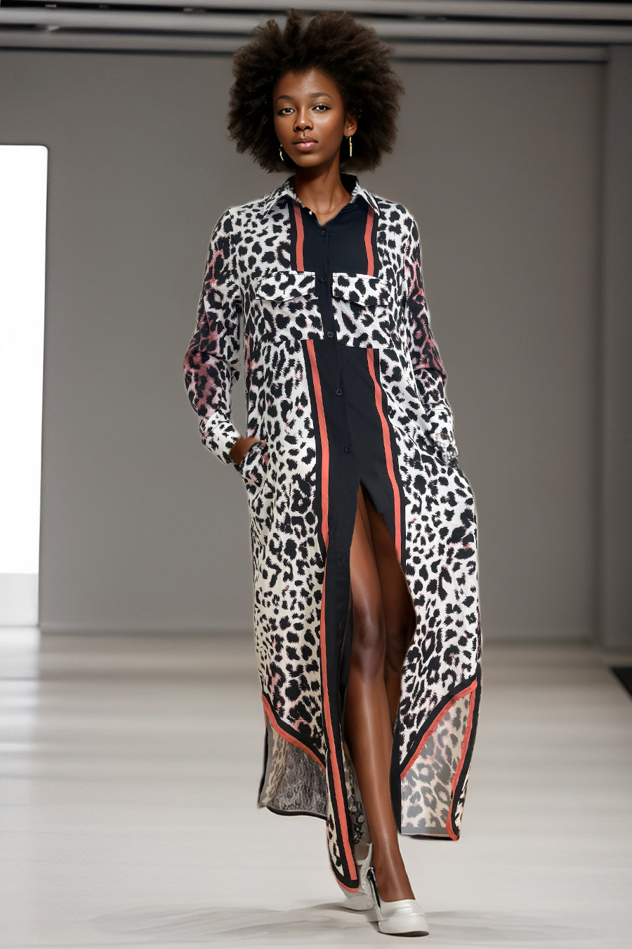 Contrast Leopard Dress