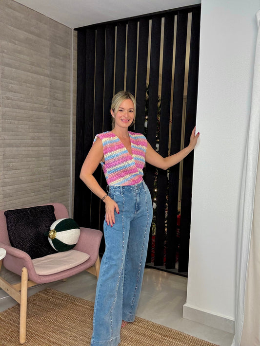 Studded Wide Leg Jean