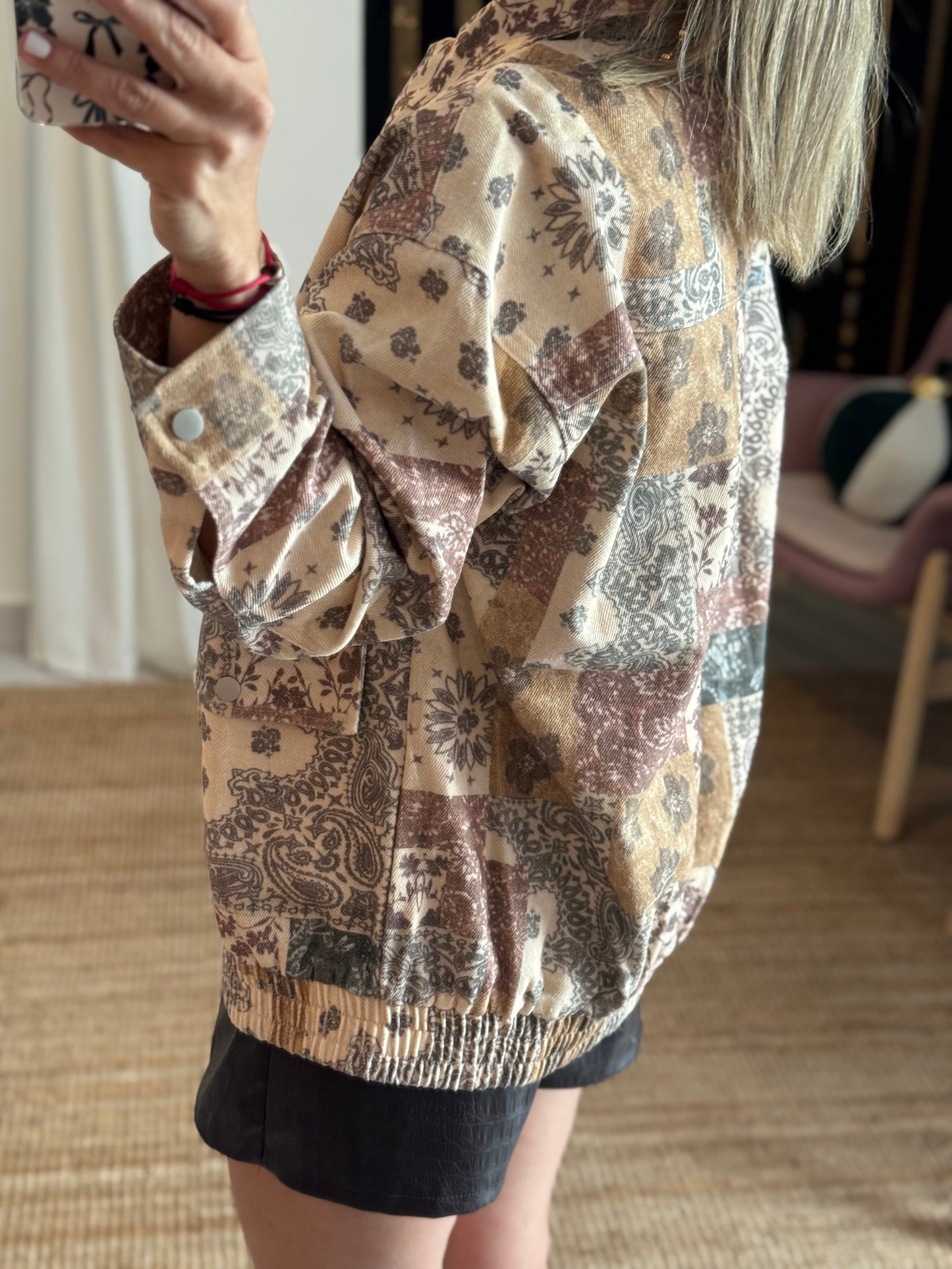 Printed Button Up Jacket