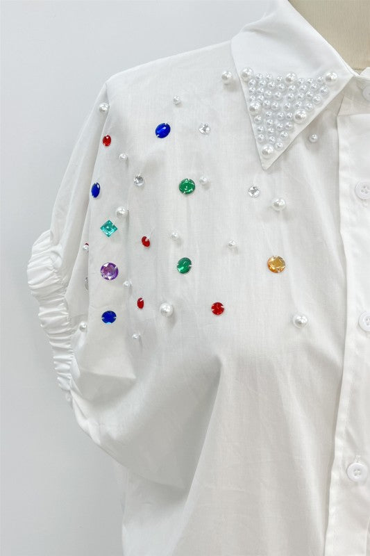Rhinestones Button Down