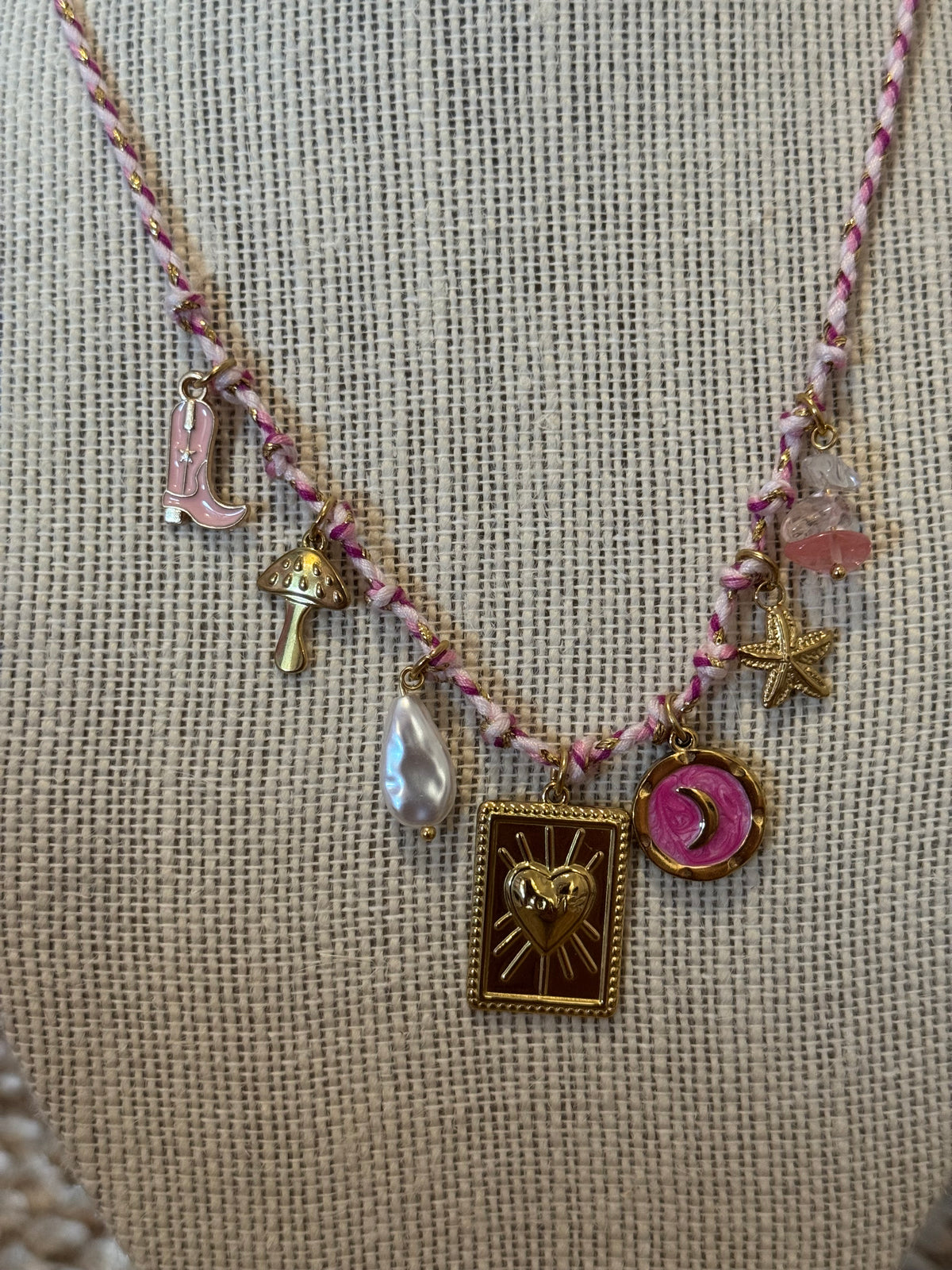 Multi Charm Cord Necklace