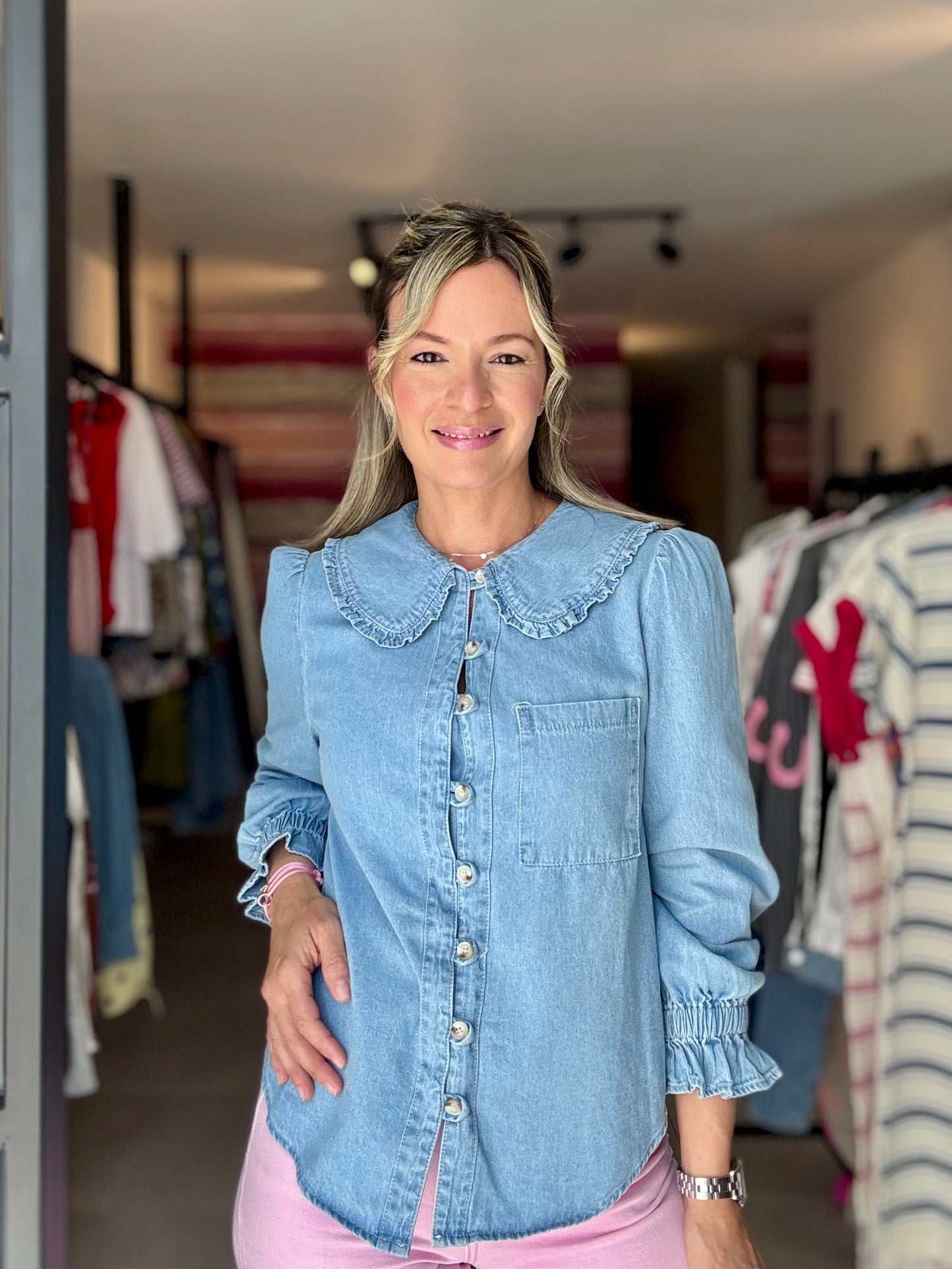 Denim Collar Top