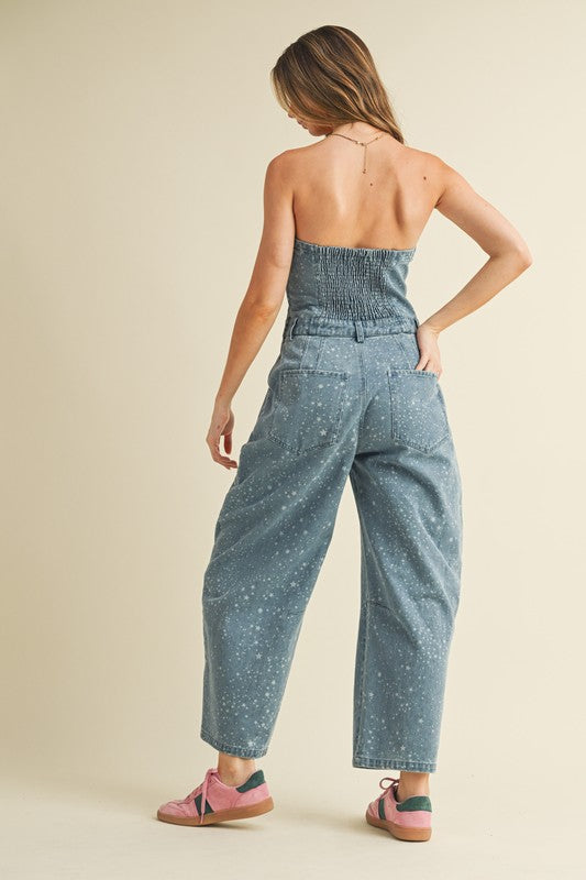 Barrel Style Denim Jumpsuit