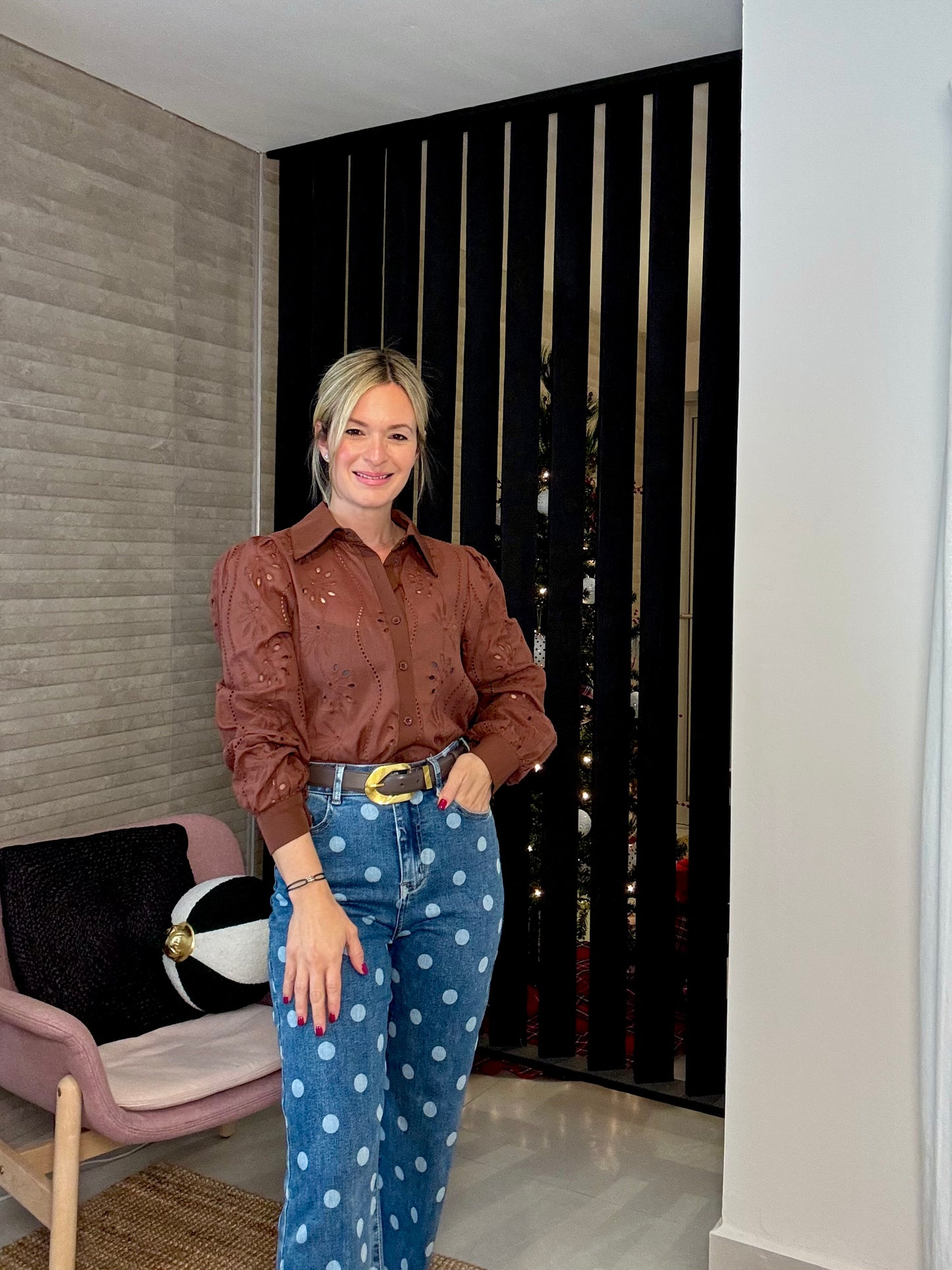 Polka Dot Wide Leg Jean