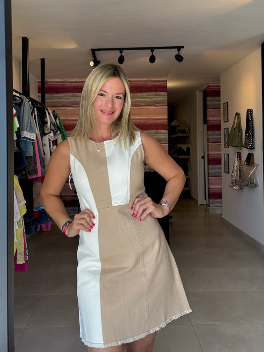 Color Block Denim Dress