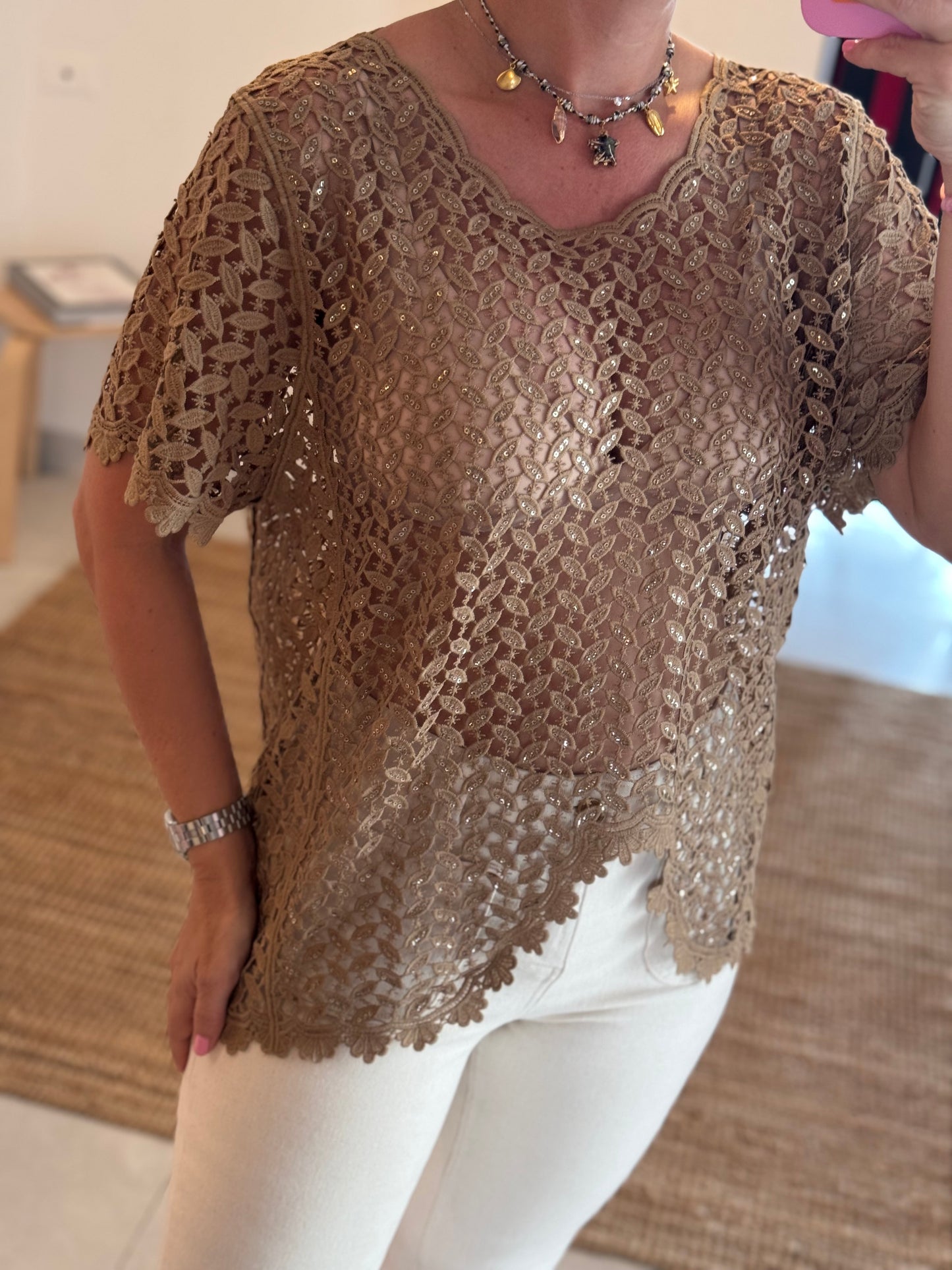 Sequins Crochet Top