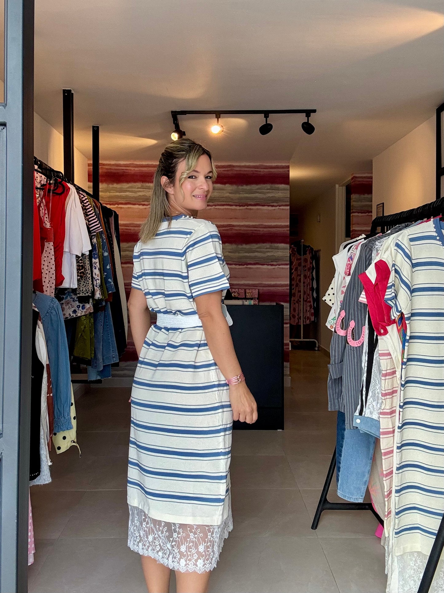 Stripes & Lace Tshirt Dress