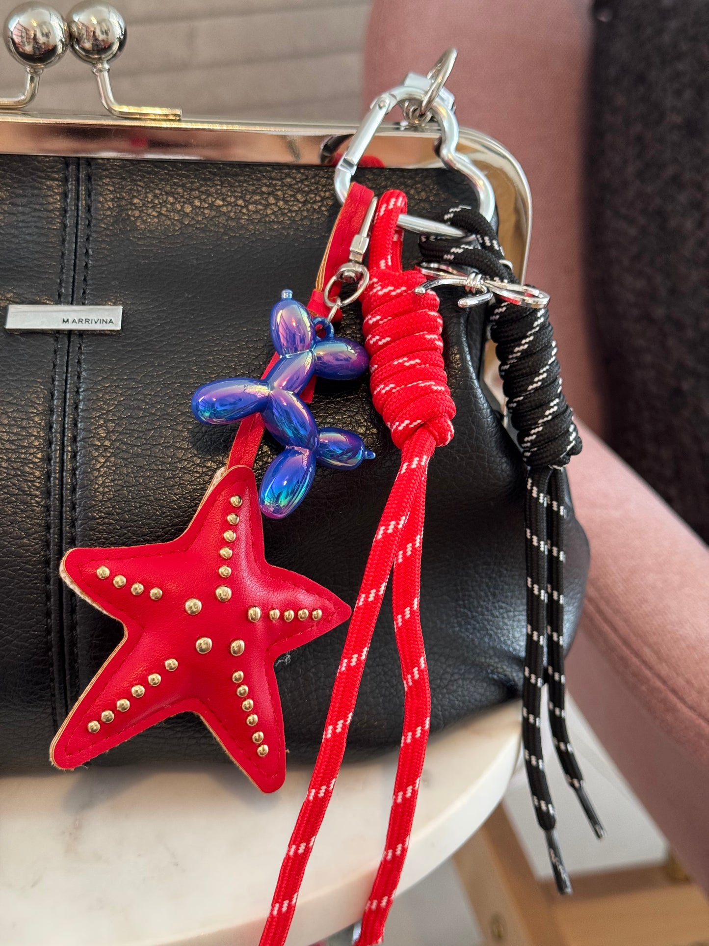Handbag Key Holder / Studded Seastar Charm