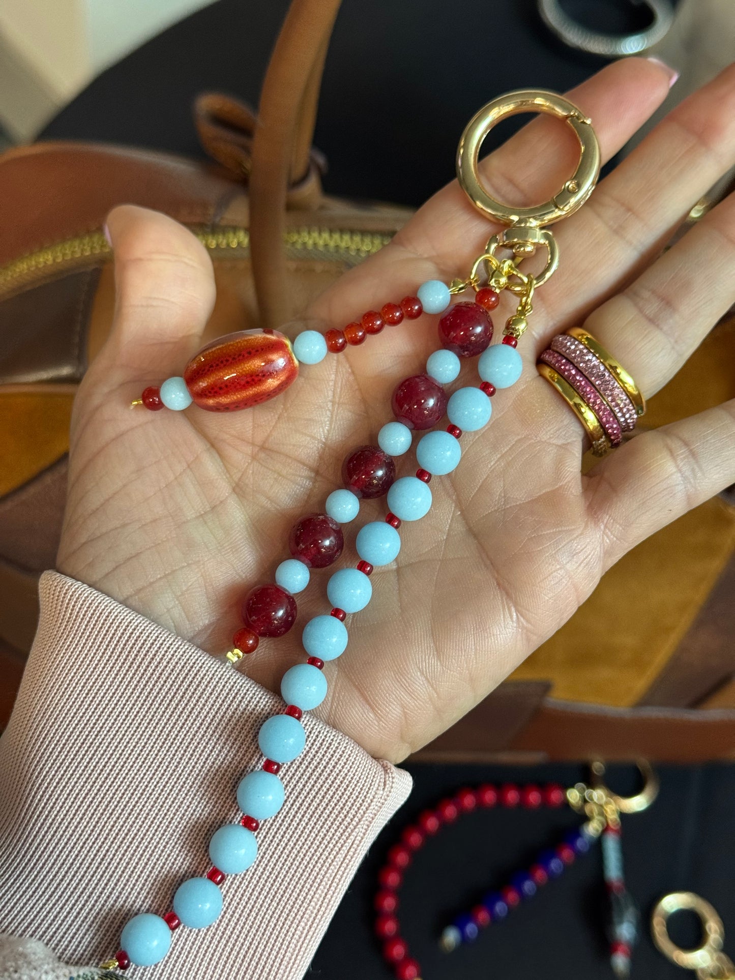 Handbag Key Holder / Multi Beads