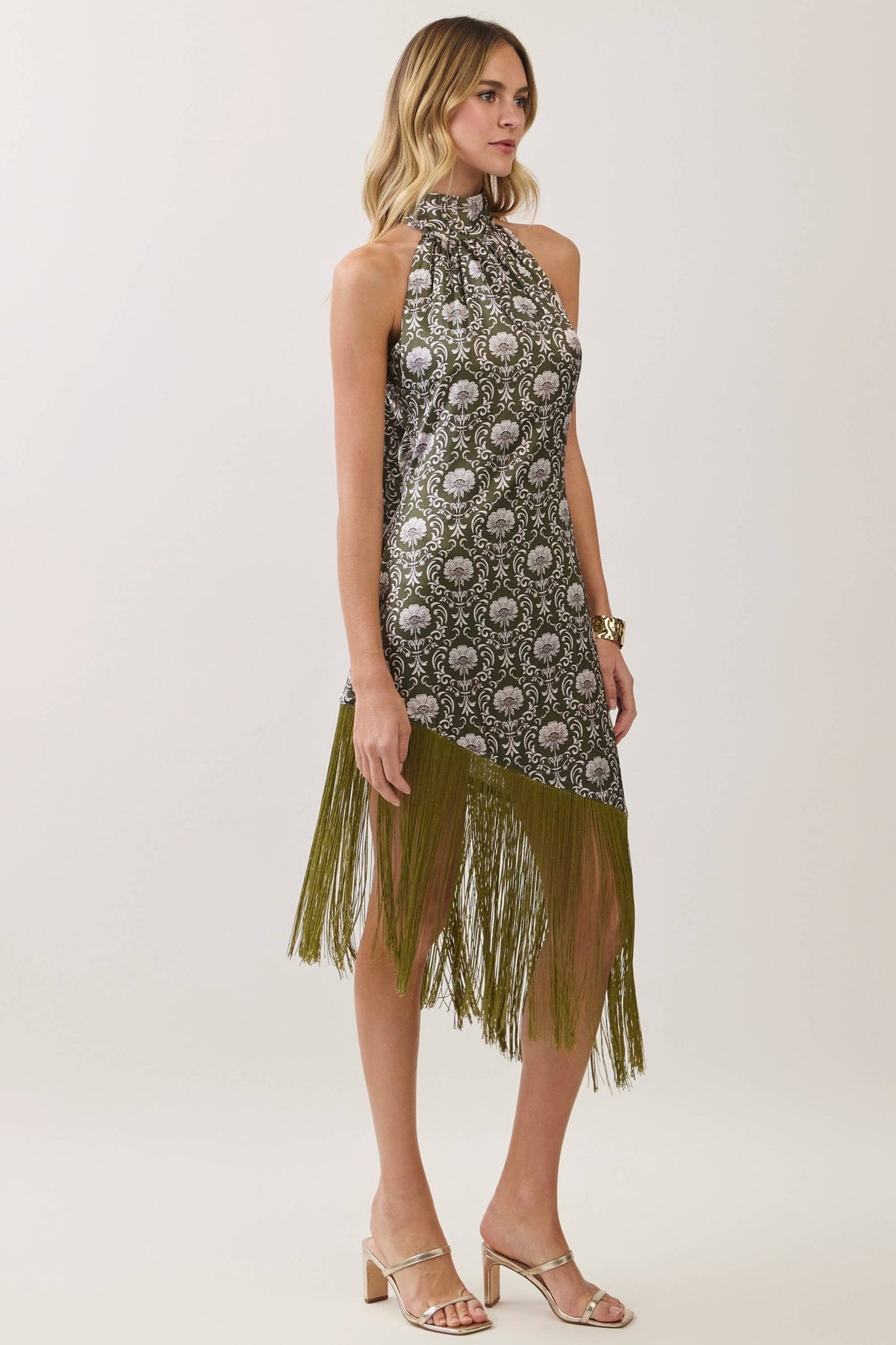 Halter Fringe Midi Dress