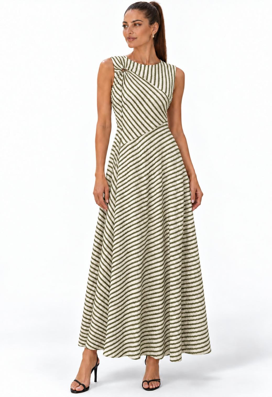 Stripes Sage Casual Dress