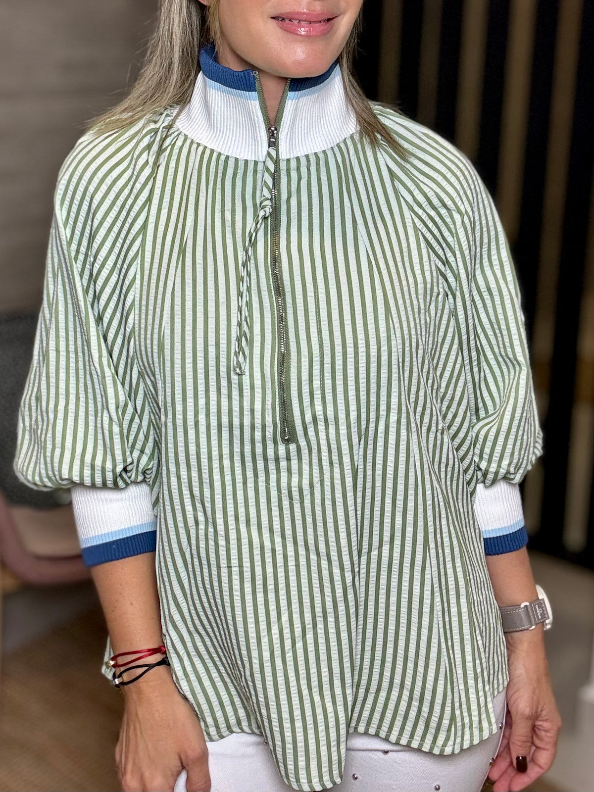 Stripes Collar Blouse