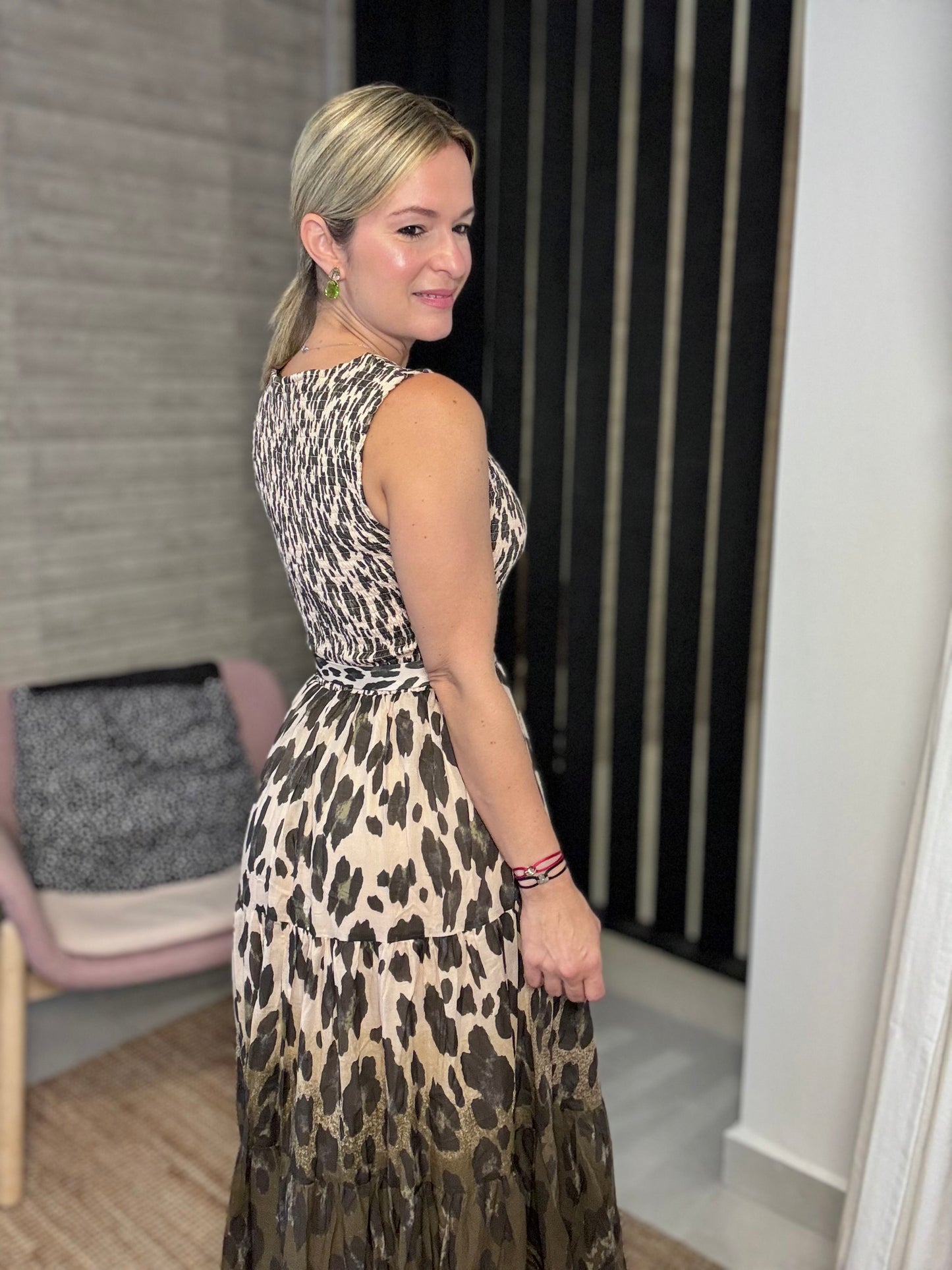 Animal Print Belted Dress