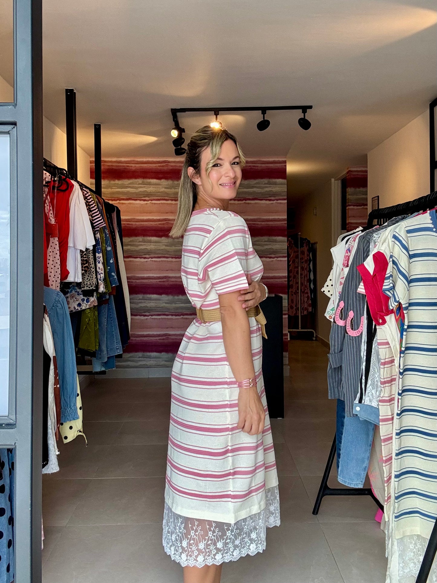 Stripes & Lace Tshirt Dress