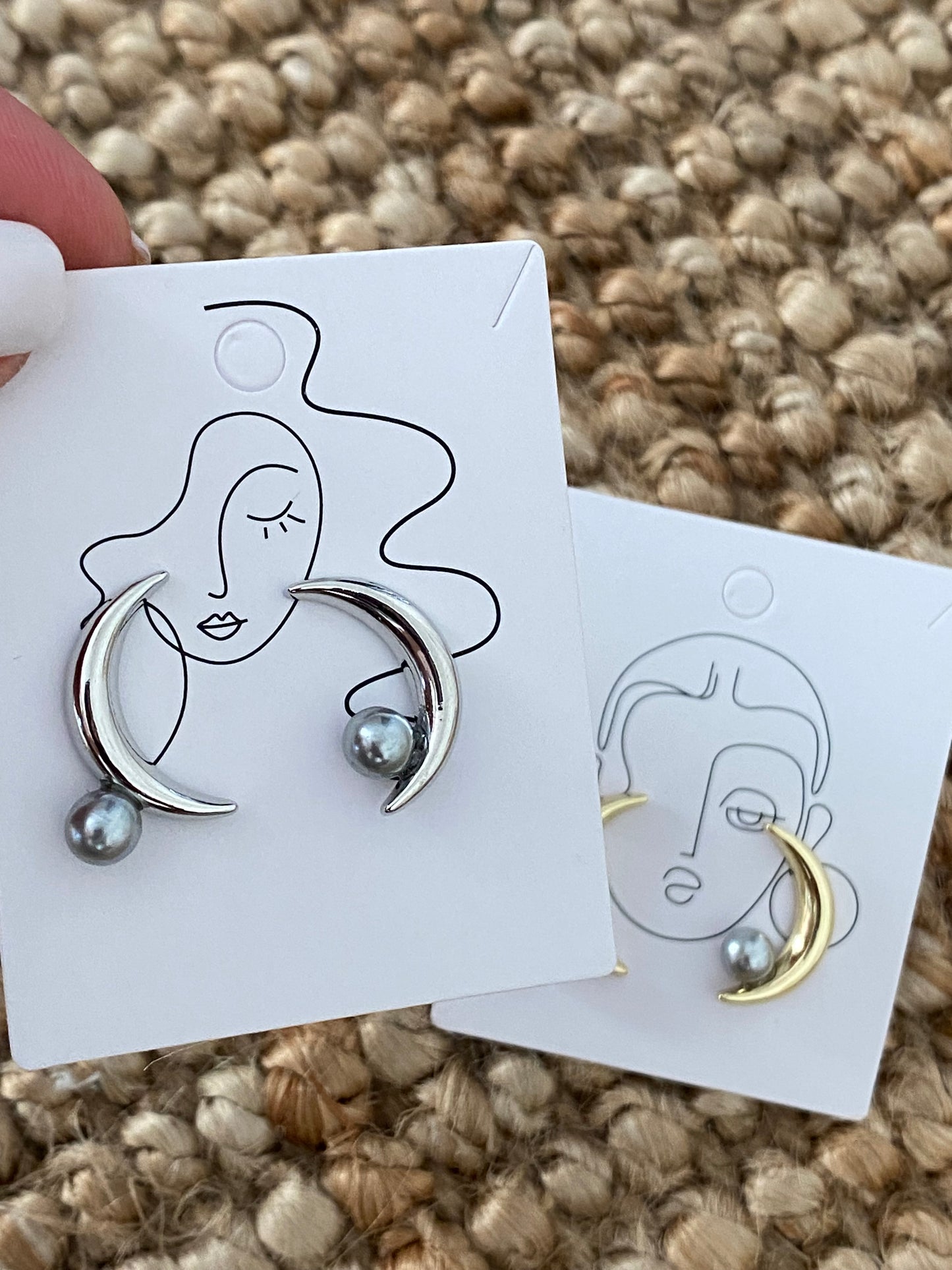 Mini Moon & Pearl Earrings