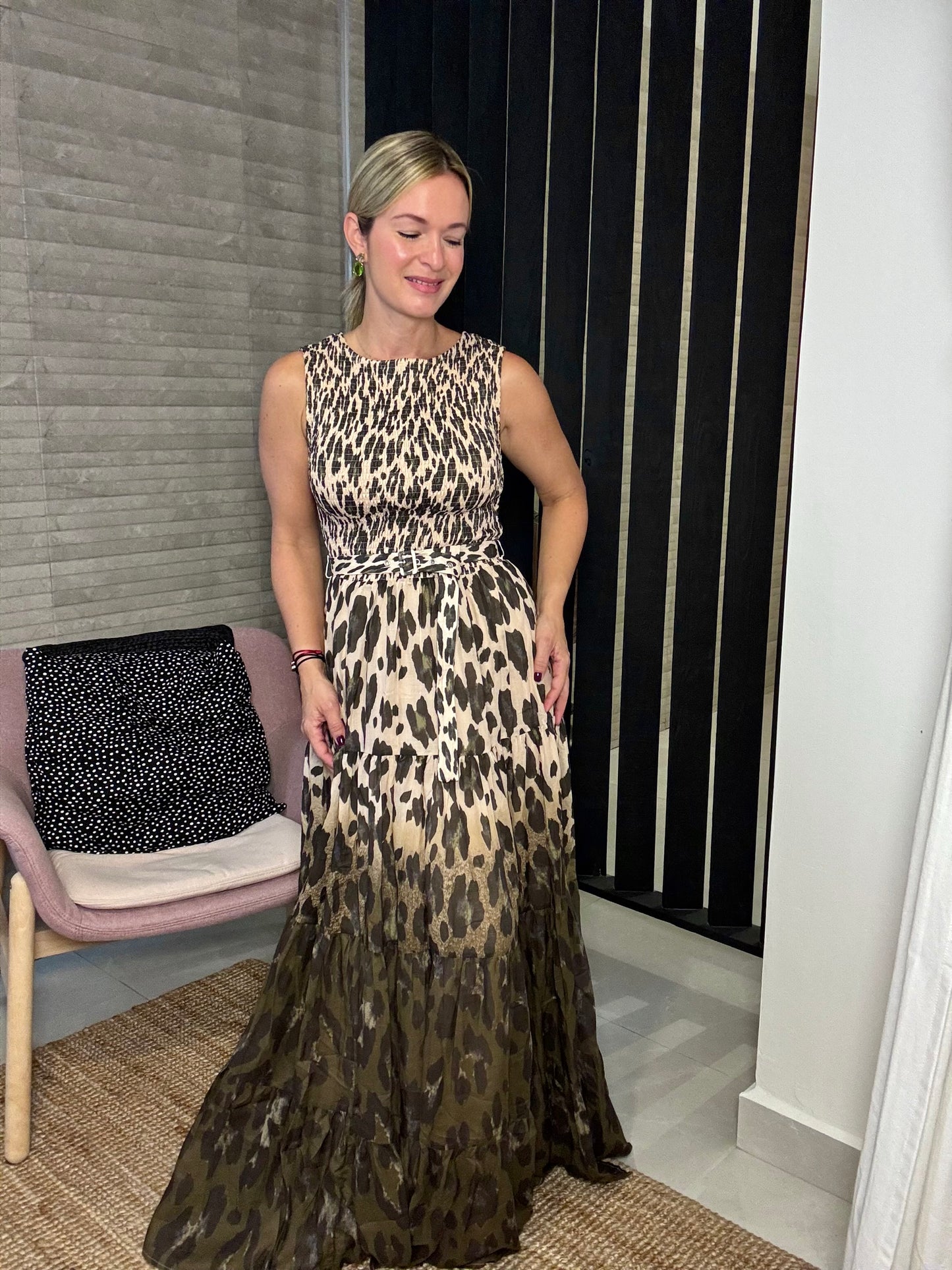 Animal Print Belted Dress