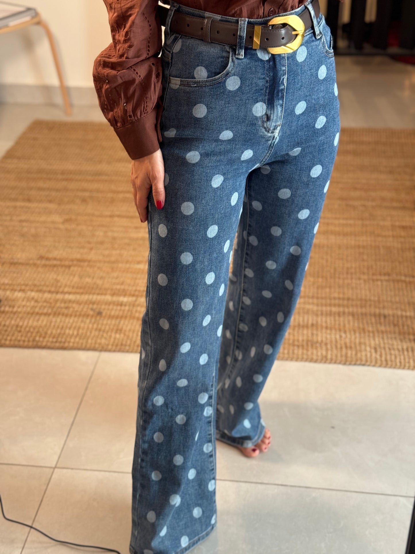 Polka Dot Wide Leg Jean