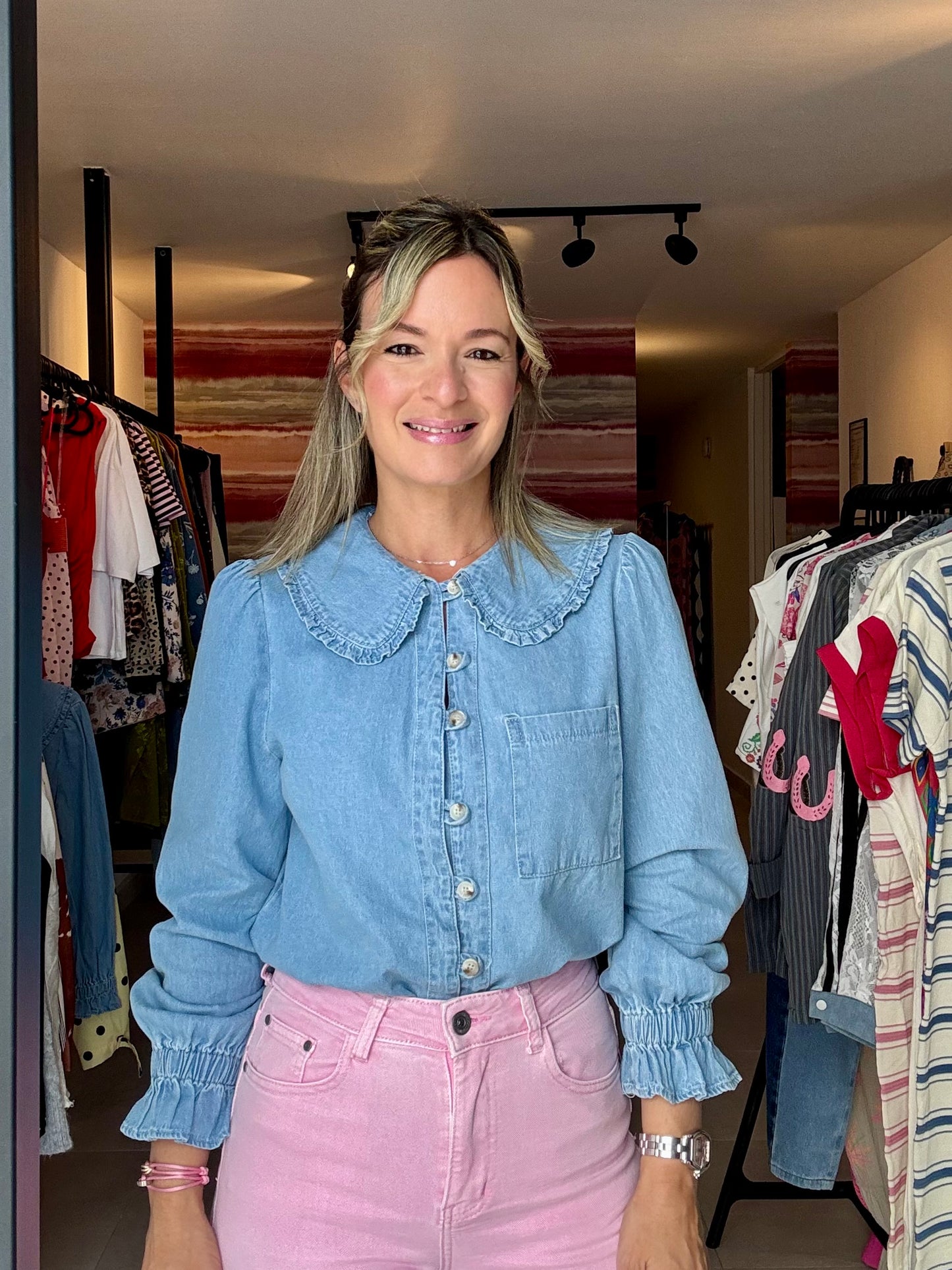 Denim Collar Top