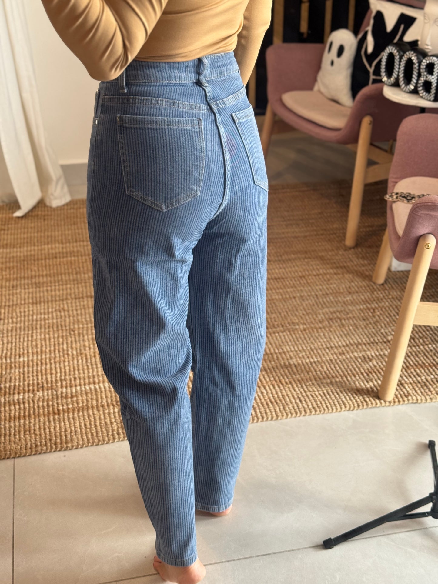 Mini Stripes Barrel Jean