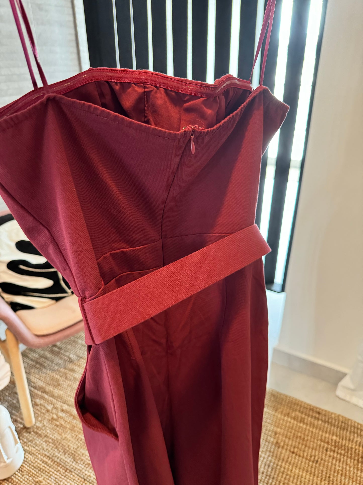 Belted Burgundy Jumpsuit