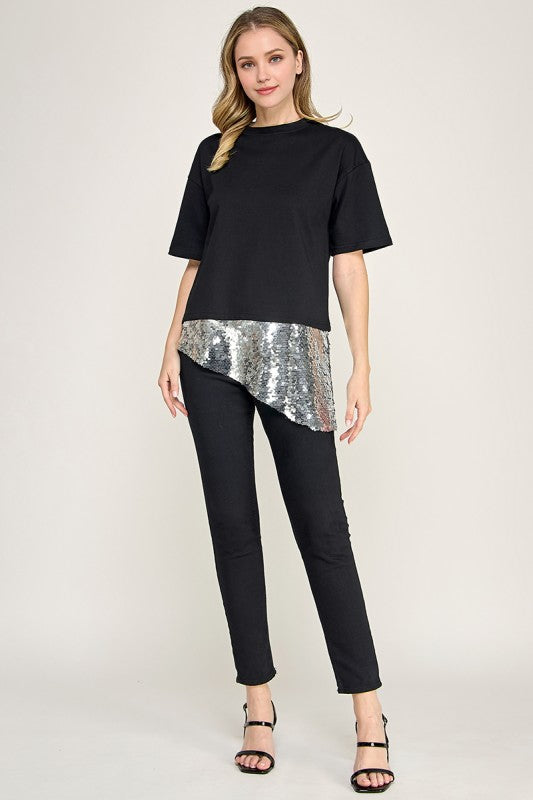 Sequins Asymmetrical Top